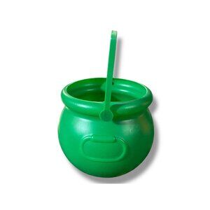 St. Patrick's Day Green Pot of Gold Irish Plastic / Blow Mold Cauldron 4”